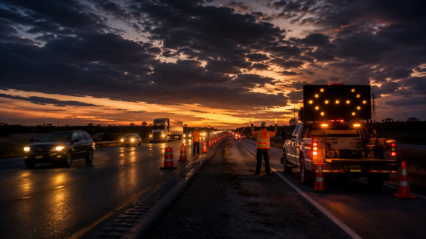 Premier Traffic Services work zone